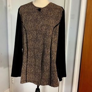 VINTAGE DESIGN TODAYS JACKET 1X BLACK WITH ANIMAL PRINT BUTTON FRONT MADE IN USA